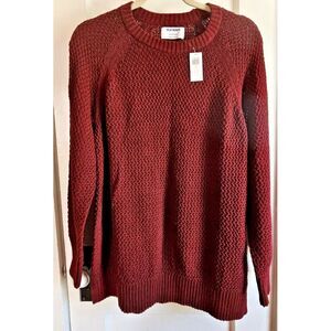 NWT OLD NAVY textured pullover tunic sweater red soft cotton blend loose Small‎